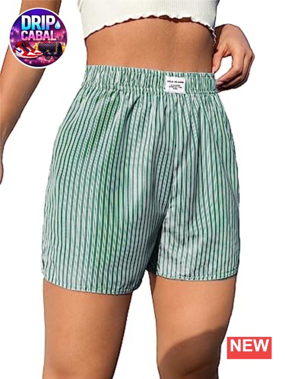High Waisted Striped Boxer Shorts with Pockets, Y2K Active Athletic Workout